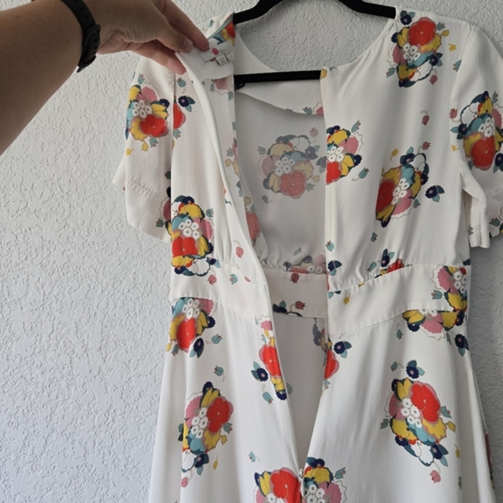 Boden 6p Ruth Midi Dress Ivory Blooming‎ Bouquet Cap Sleeve - Picture 5 of 7